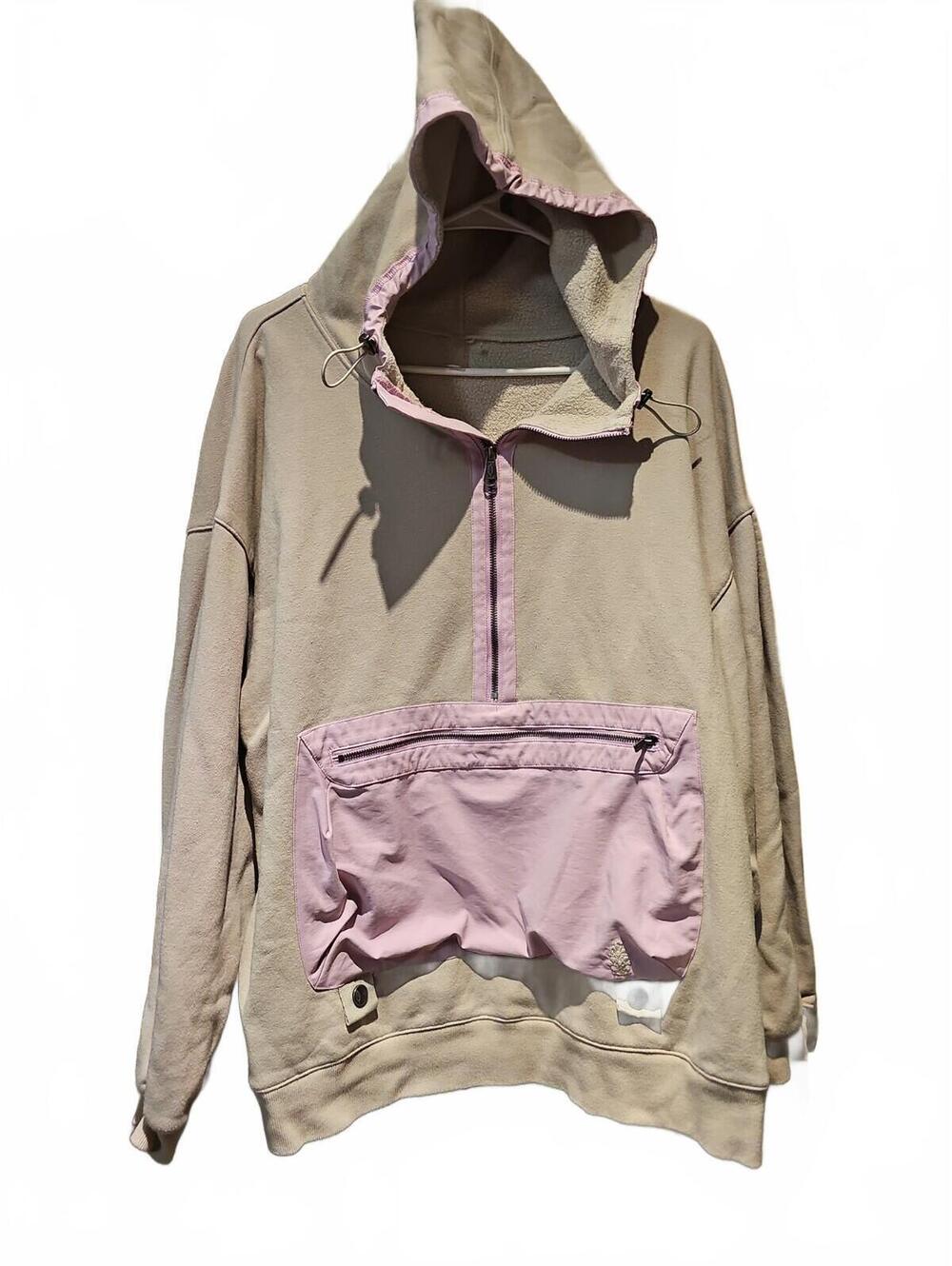Free People Movement  1/2 zip hoodie beige & lavender Womens Medium  Oversized